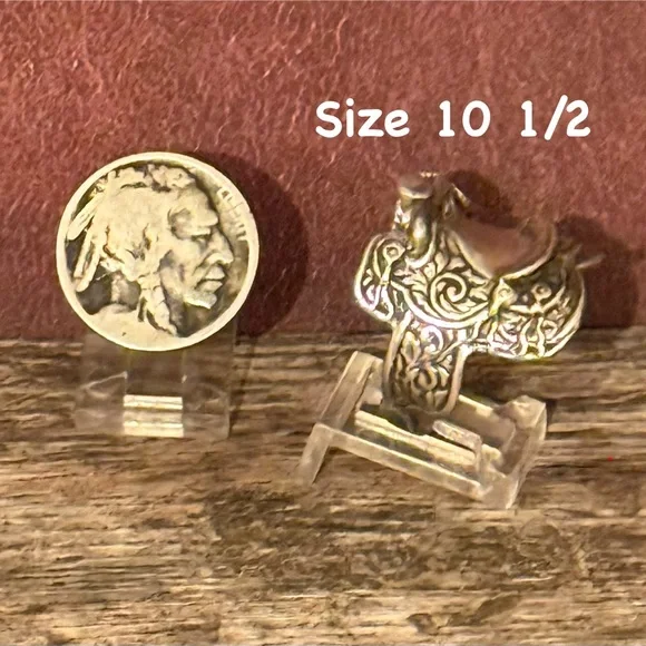 Sterling Silver Horse Saddle Ring Size 10.5 - Picture 2 of 3